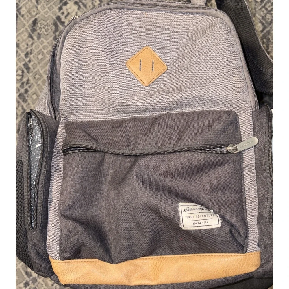 Eddie Bauer First Adventure Backpack Diaper Bag NWOT Insulated Pockets Gray